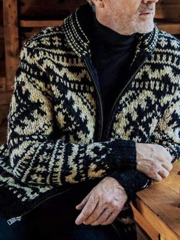 Apparel - Stylish Men's Jacquard Knit Lapel Jacket - Perfect for Autum - Men Shirts | MENLL